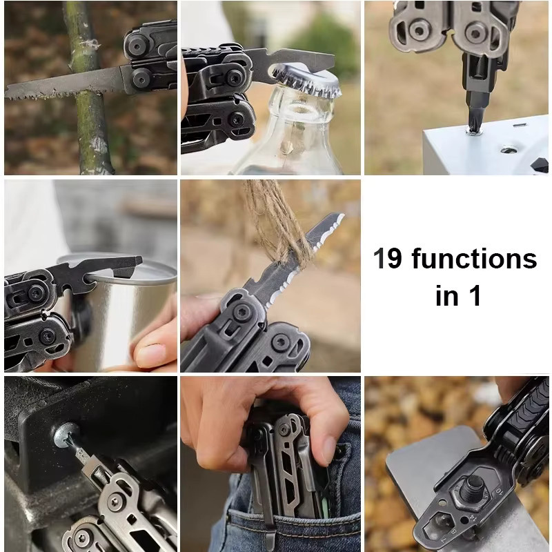 BHBT 19-in-1 Multitoolzange mit Damaskus-Klinge und Hoxagon-Schraubenschlüssel als zusammenklappbares EDC-Werkzeug für Outdoor und Heimwartung - Bild 3