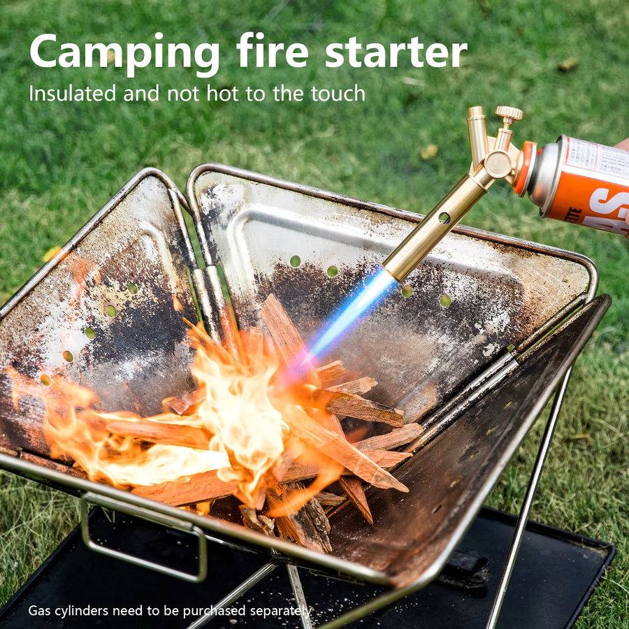 BISINNA Butangasbrenner Gold – Tragbare Flammenpistole für Camping, Grillen und Kochen - Bild 5