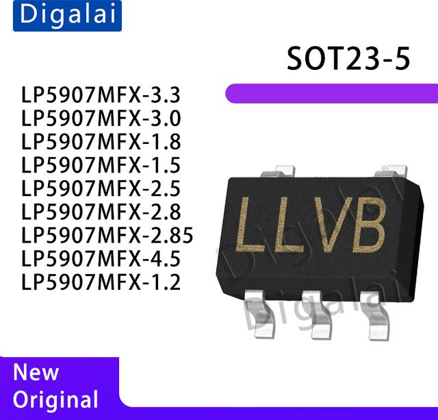 Digalai LDO-Regler LP5907MFX-3.3 in Schwarz im SOT23-5 Gehäuse - Bild 1