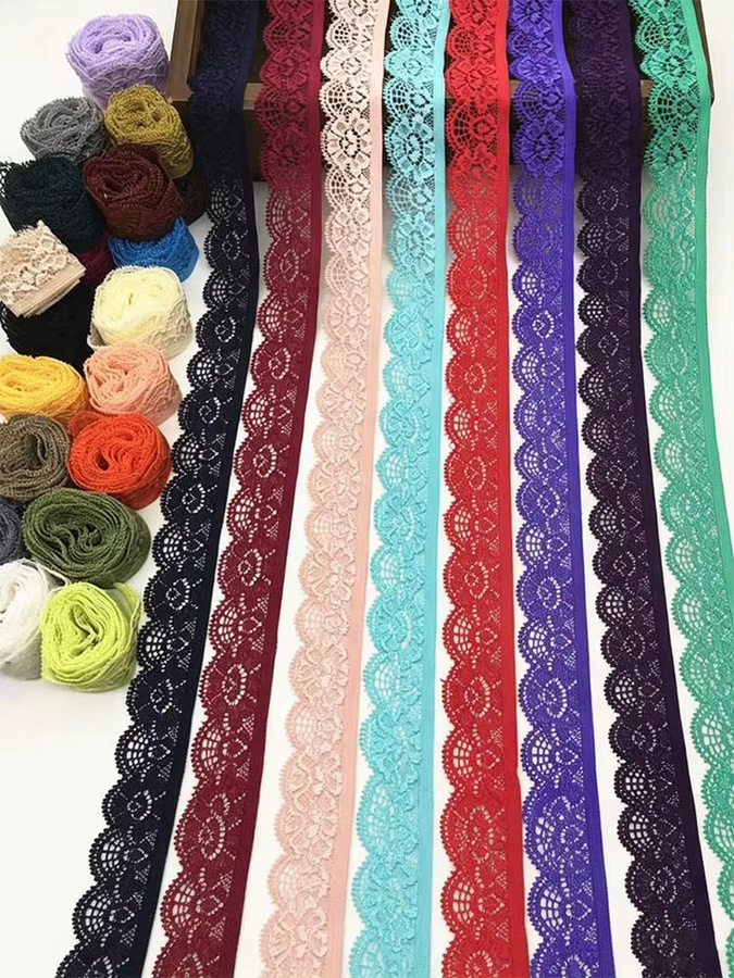 Elastische Spitzenborte in Grau, 25 mm breites besticktes Spitzenband für DIY-Bekleidung und Nähzubehör - Bild 6