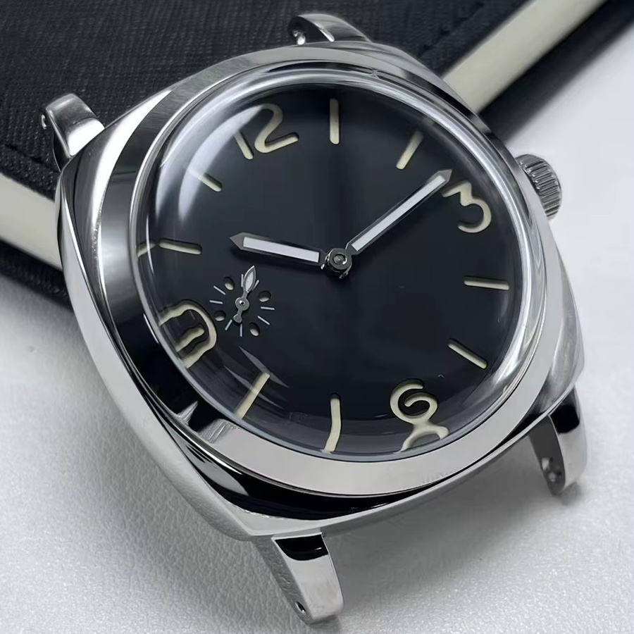 Herren Armbanduhr Edelstahl, Handaufzug, Schwarz, 47 mm - Bild 3