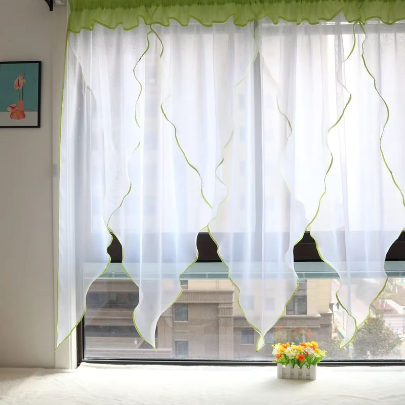 Gollado Transparente Voile-Fensterbehandlung mit grüner Paspel, B: 100 cm, H: 200 cm - Bild 4