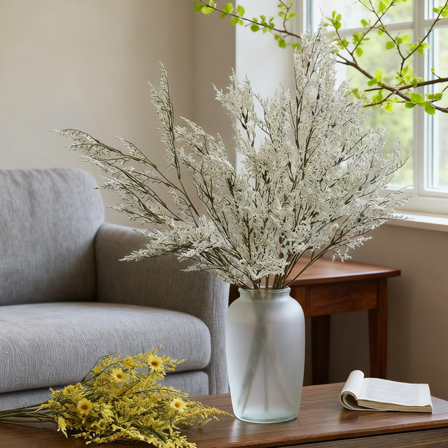 ZQCY Künstliche Seidenblumen Liebesgras in Weiß für Heimdekoration, Hochzeitskranz und Brautstrauß - Bild 1