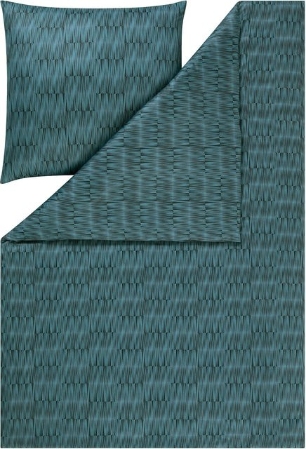 Estella Bettwäsche Markus aus Baumwoll-Jersey in Blau mit Grafikprint - Bild 1