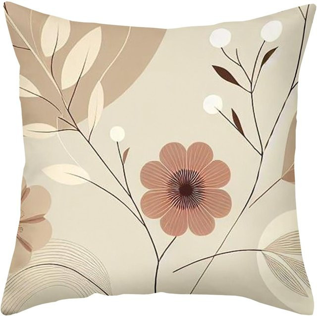 Dekokissenbezug mit Blumenmuster aus Polyester in Peach Skin für dein Sofa, B/H: 18 x 18 cm - Bild 1