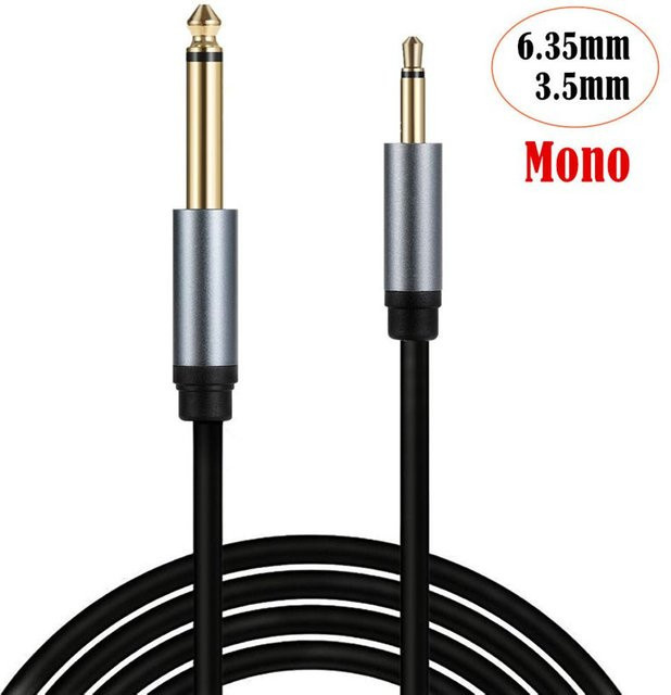 AXONUS Audio-Adapterkabel mit vergoldetem Kupfer, 1/4 Zoll Mono-Stecker auf 3,5 mm TS-Mono-Stecker, Gold - Bild 1