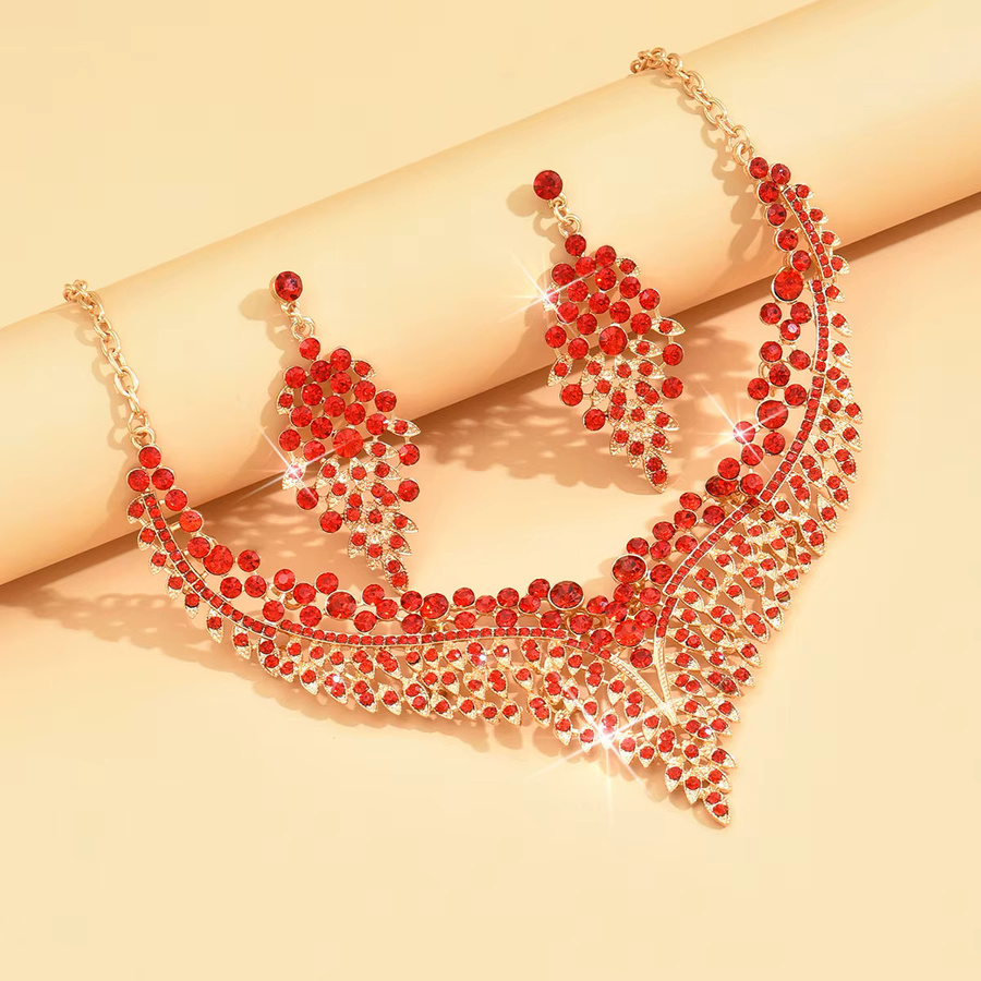 Schmuckset Halskette, Ohrringe, Sternenblatt, Gold, Kristall, Damen - Bild 2