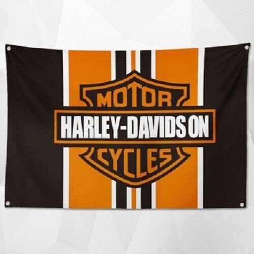 Harley-Davidson Wandbehang Fahne von FableNook in Schwarz, Breite: 150 cm, Höhe: 180 cm - Bild 1