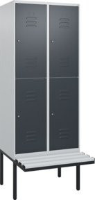C+P Doppelstock-Spind Classic PLUS Sitzbank mit 2 Abteilen und Zylinderschloss, B/T/H: 212 x 80 x 81,5 cm - Bild 1