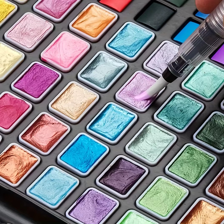 Premium-Aquarellfarben-Set mit Perlglanzfarben in Multicolour, 88 hochwertige Gelfarben für Profis und Künstler - Bild 2