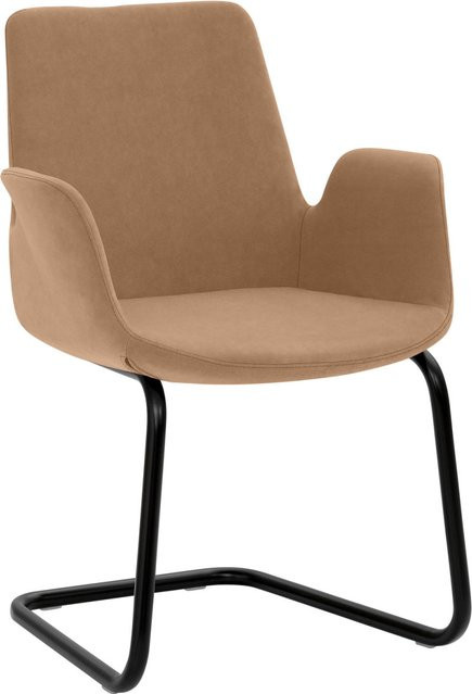 Mayer Sitzmöbel Sessel 2009 mit Armlehnen aus Mikrofaser in Hellbraun und schwarzem Metallgestell, B/T/H: 58 x 56 x 86 cm - Bild 1