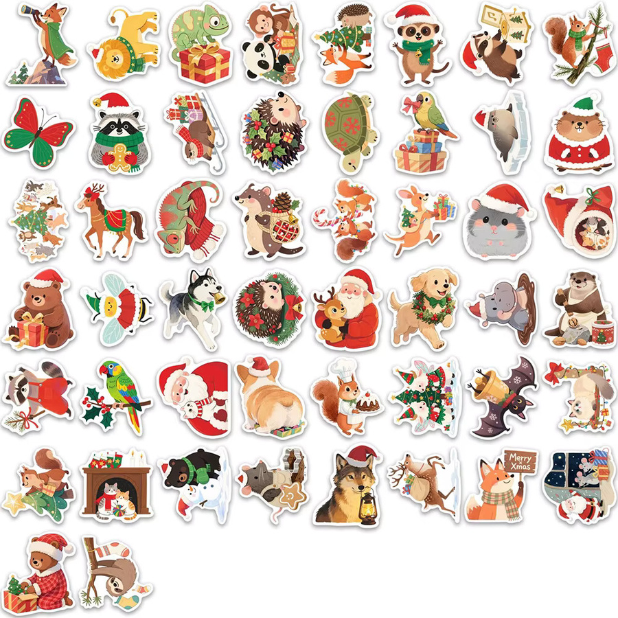 Charile Cartoon-Tier-Weihnachts-Aufkleber, multicolor, 10-teiliges Set - Bild 3