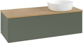 V&B Waschtischunterschrank Antao ohne Frontstruktur in Eiche Honig mit Lackierung in Grau und Grün, B/T/H: 120 x 50 x 50 cm - Bild 1