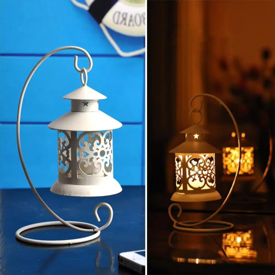 Shunmaii Hängender Kerzenhalter aus Schmiedeeisen im Vintage-Design in Weiß für Teelichter und Tischdekoration - Bild 2