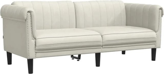 vidaXL 2-Sitzer Sofa aus Samt in Creme und Beige mit Holzfüßen - Bild 1