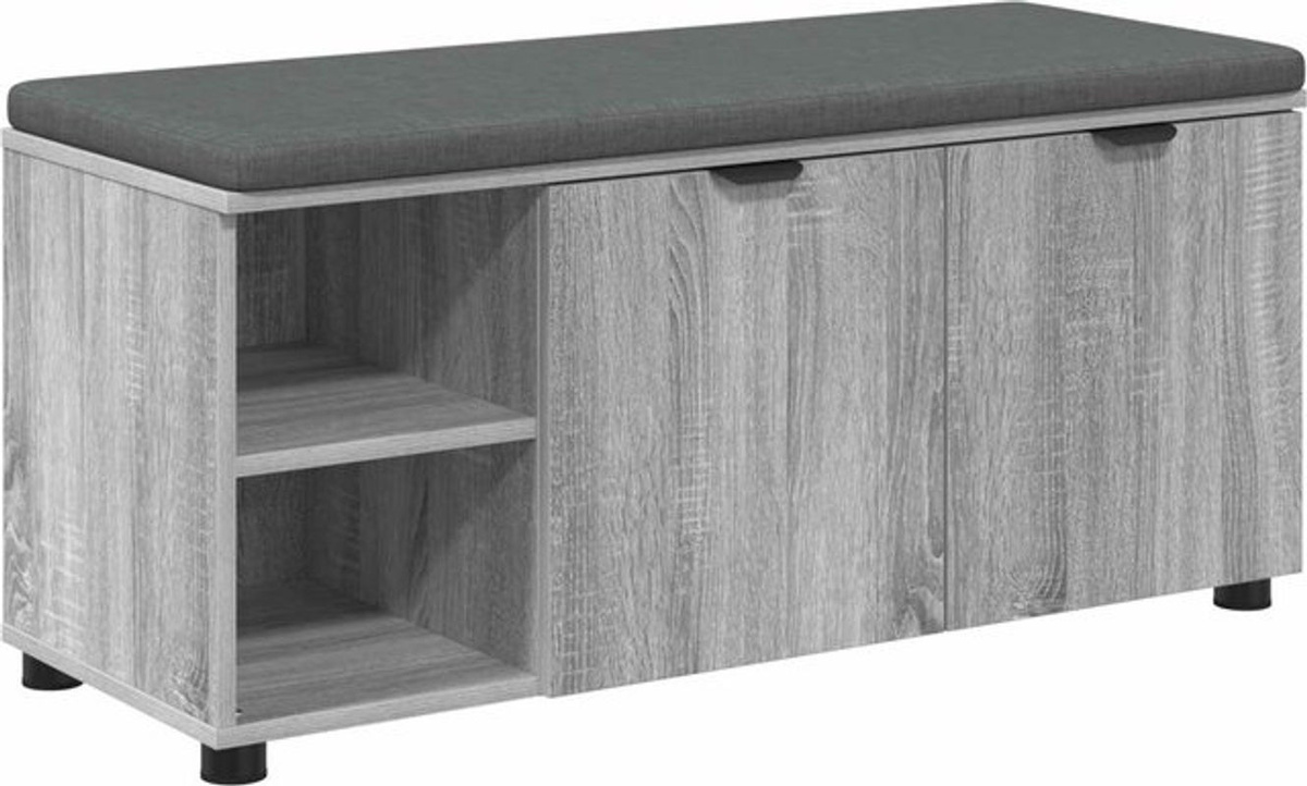 vidaXL Garderobenbank Modern in Grau mit Kissen und Regal B/T/H: 100 x 38 x 46 cm - Bild 1