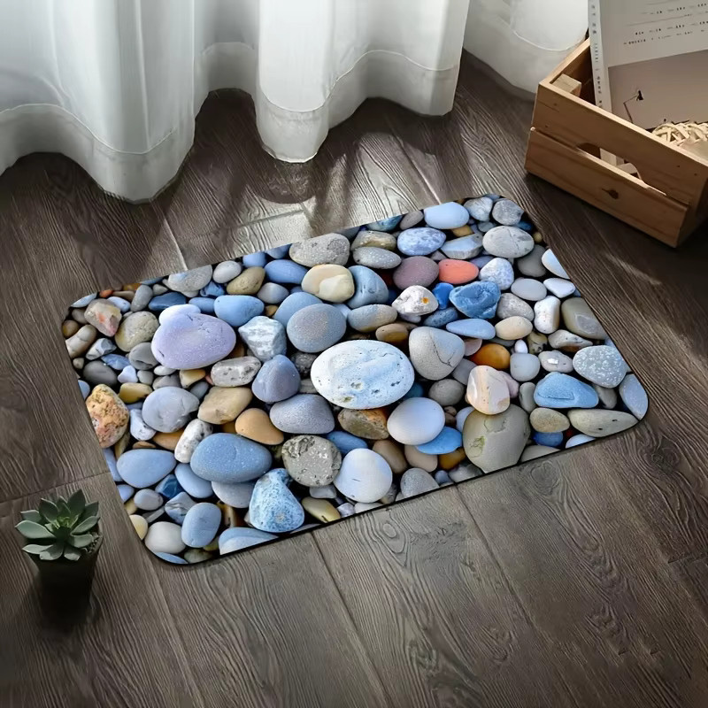 VIKAMA Natural Healing Pebble Badezimmermatte, wasserabsorbierend und rutschfest, Mehrfarbig, B/T: 60 x 40 cm - Bild 4