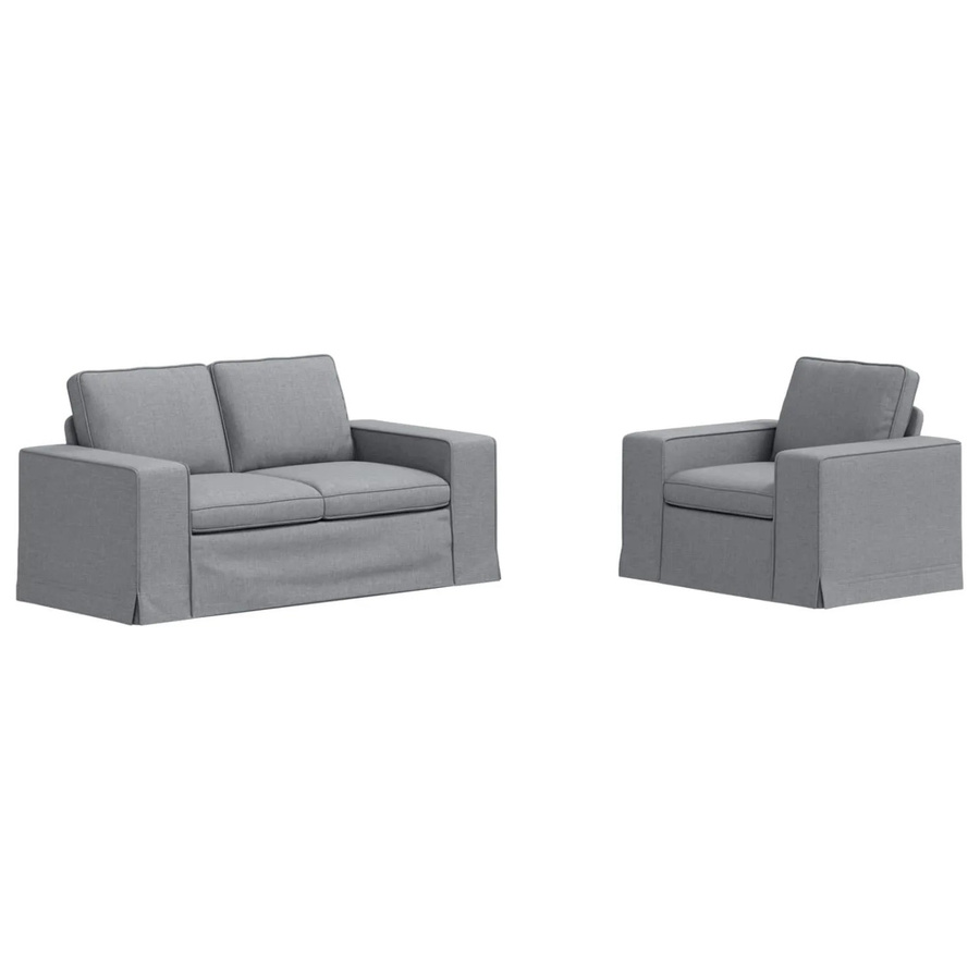 vidaXL Sofa 2-teilig Hellgrau mit Stoffbezug und Metallrahmen B/T/H: 162 x 80 x 82 cm und 103 x 80 x 82 cm - Bild 2