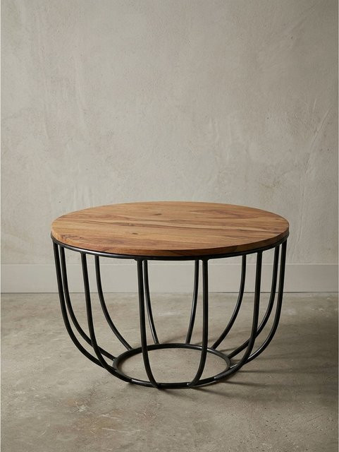 KADIMA DESIGN Couchtisch aus Sheesham Massivholz im Industrial Design, braun, B/T/H: 60 x 39 x 60 cm - Bild 1