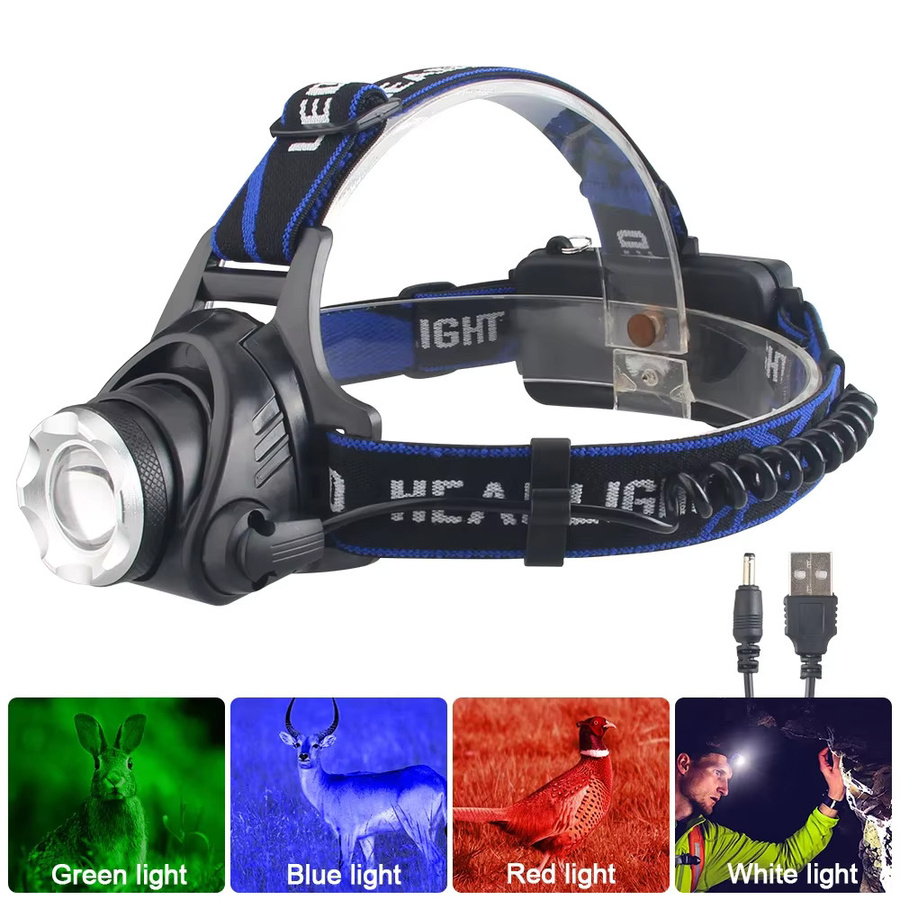 VASTFIRE LED Stirnlampe mit vier Lichtquellen, Teleskop-Fokus, wasserdicht und wiederaufladbar für Angeln, Suche und Camping - Bild 3