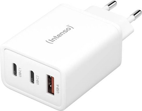 Intenso W65ACC GaN USB-Schnellladegerät 65W in Weiß mit 1x USB-A und 2x USB-C Ausgängen - Bild 1