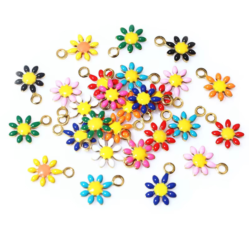 Wadsfred Blumen-Charms Anhänger, Emaille, Edelstahl, Bunt, Unisex - Bild 2
