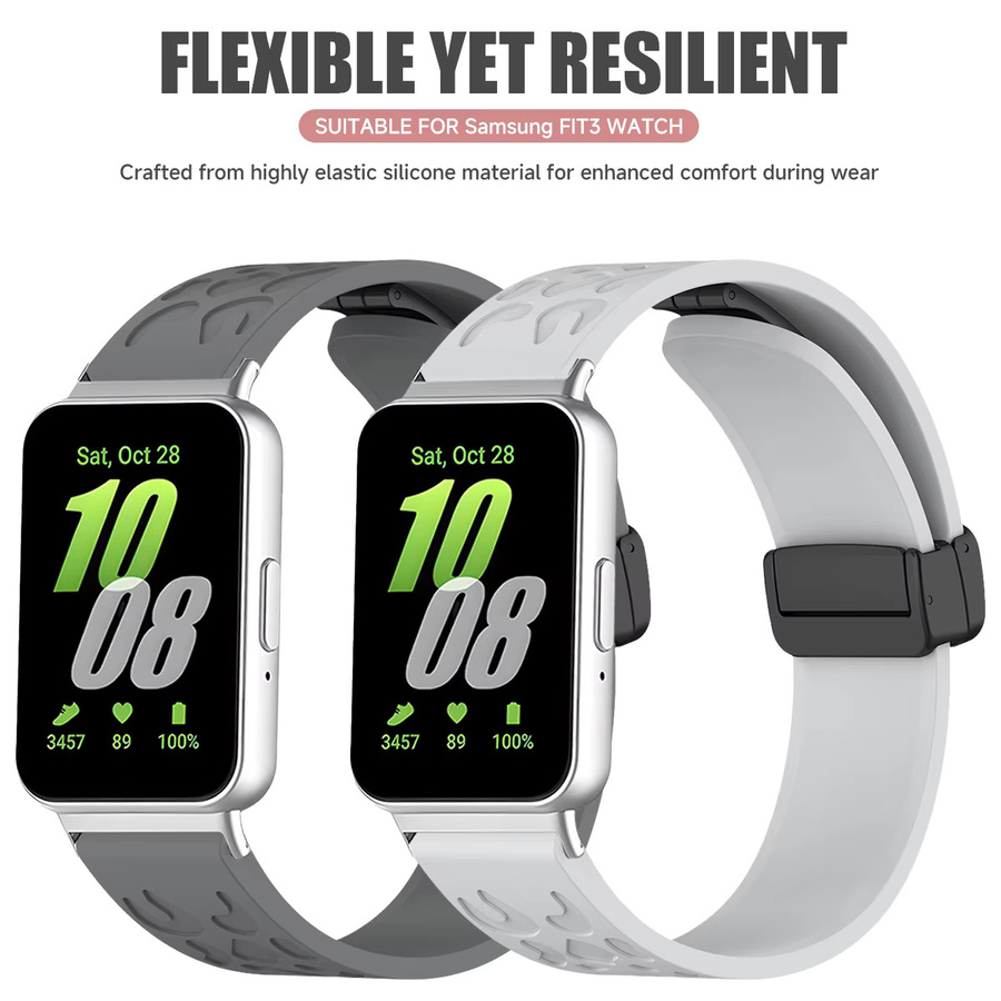 CAOWTAN Silikon-Sportarmband mit magnetischer Faltschließe für Samsung Galaxy Fit3 in Silber und Rot - Bild 2