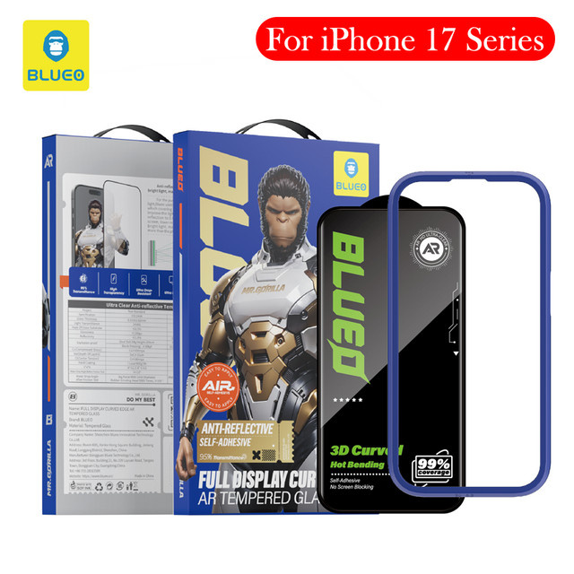 Blueo Air AR gehärtetes Glas Displayschutzfolie für iPhone 17 Pro und iPhone 17 Pro Max, transparent - Bild 1