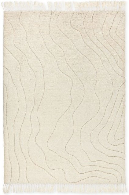 Teppich SCHÖNER WOHNEN LIORA modern in Weiß und Beige mit Wellenmuster aus Wolle und Baumwolle B/T: 230 x 160 cm - Bild 1