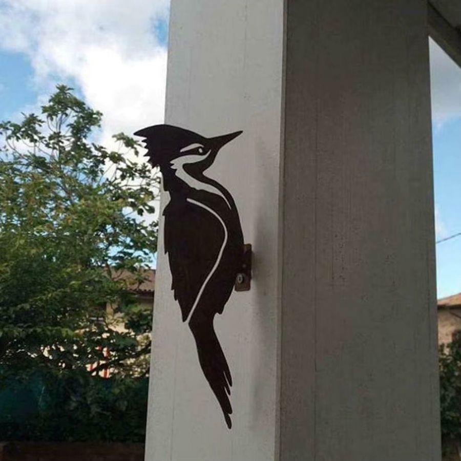 Robin Design Rostige Vogelsilhouetten aus Metall als Specht-Dekoration für den Gartenzaun - Bild 4
