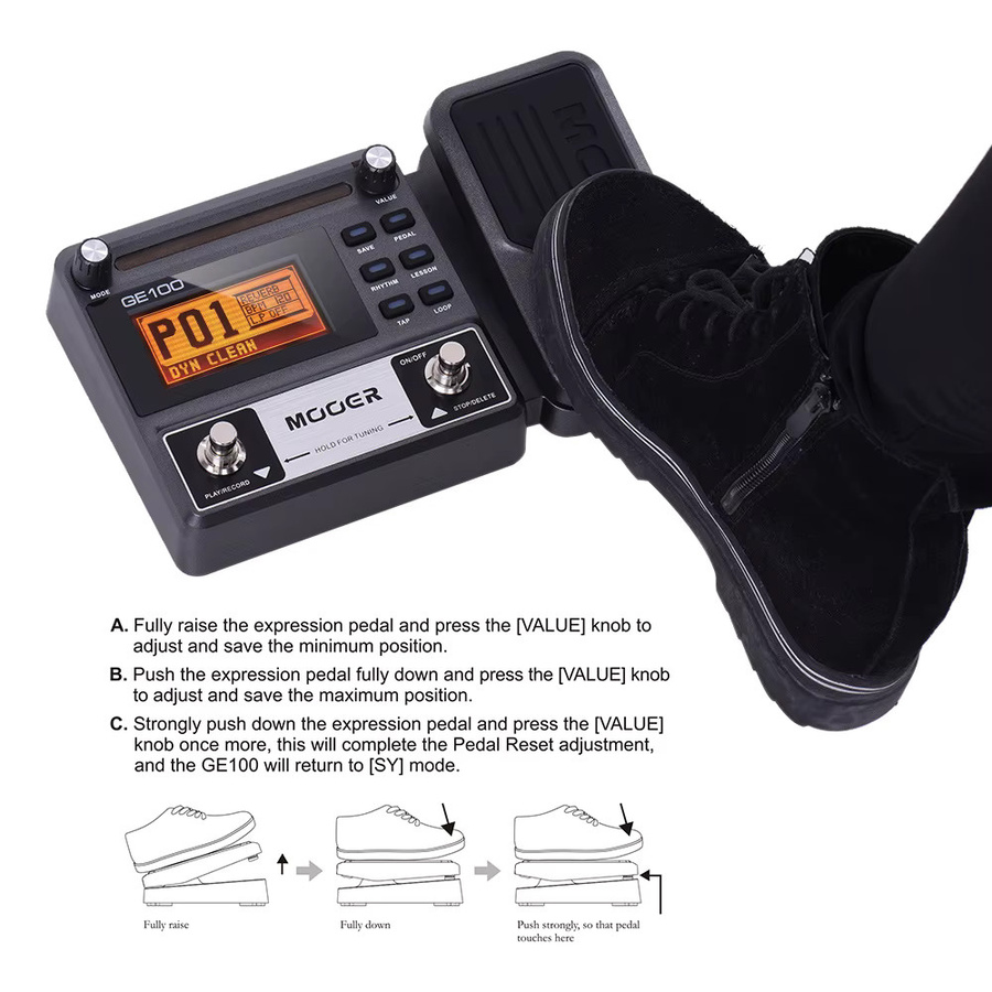 Mooer GE100 Gitarren Multi-Effekt-Prozessor in Schwarz mit Loop-Aufnahme, Tuning, Tap Tempo und Rhythmus-Funktion - Bild 4