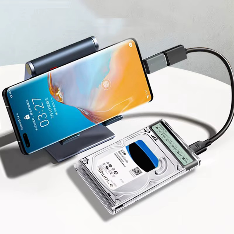 Kebidu USB 3.2 HDD-Gehäuse für 2,5 Zoll HDD und SSD mit Display, transparentes externes Festplattengehäuse für Laptop und PC - Bild 6