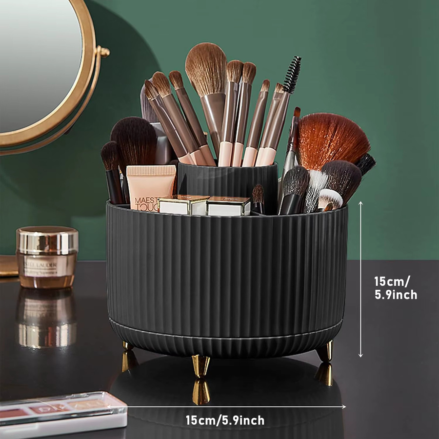 RUNTOIN 360 Grad rotierender Make-up-Organizer mit 5 Fächern in Schwarz - Bild 5