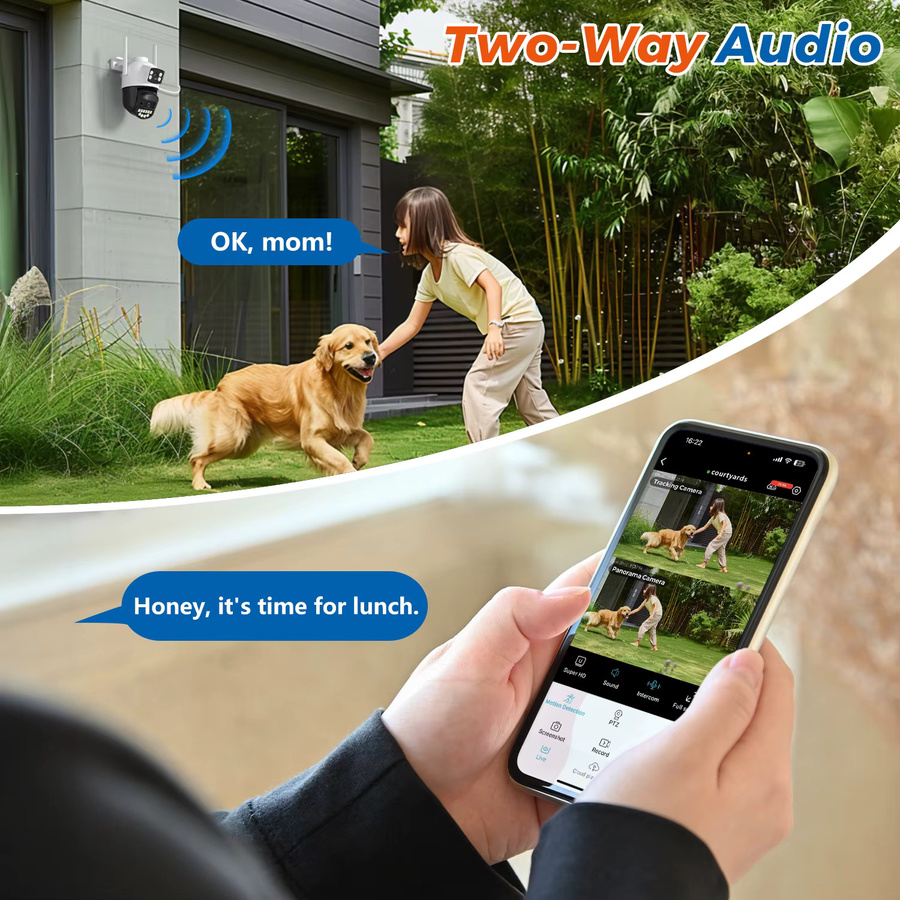 BESDER 5K 10MP Wifi PTZ Outdoor Sicherheitssicherheit IP Kamera mit Dual Screen, AI Menschliche Erkennung und Audio, Farbe: Weiß - Bild 4