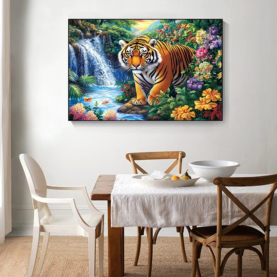 Huacan Diamantmalerei Tiger am Wasserfall als Diamant-Mosaik Set in Multicolor, B/H: 30 x 20 cm - Bild 3