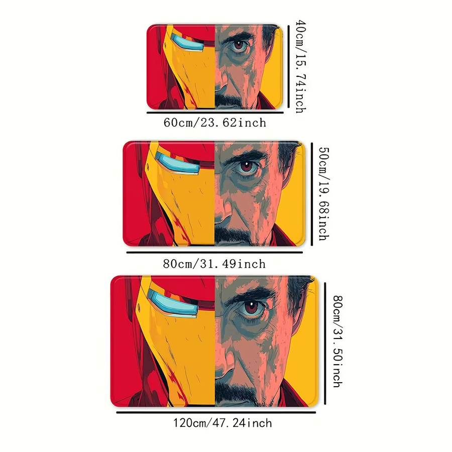 Beast Kingdom Marvel Bodenmatte mit Iron Man Helm und Tony Stark Kunst-Illustration, rechteckig, Mehrfarbig, Breite: 60 cm, Tiefe: 40 cm, Höhe: 1 cm - Bild 2