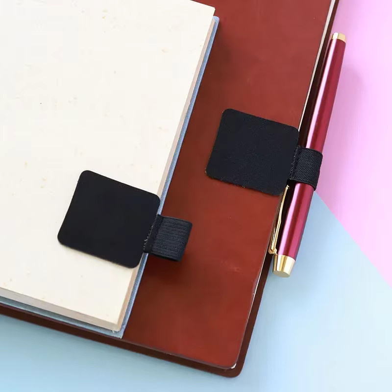Selbstklebende Stiftclip-Schutzhülle aus PU-Leder in Gelb mit elastischer Schlaufe für Notebook, Tagebuch und Planer - Bild 2
