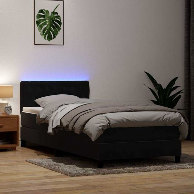 Vidaxl Boxspringbett mit Matratze in Schwarz aus Samt, B/T/H: 90 x 210 x 88 cm - Bild 1