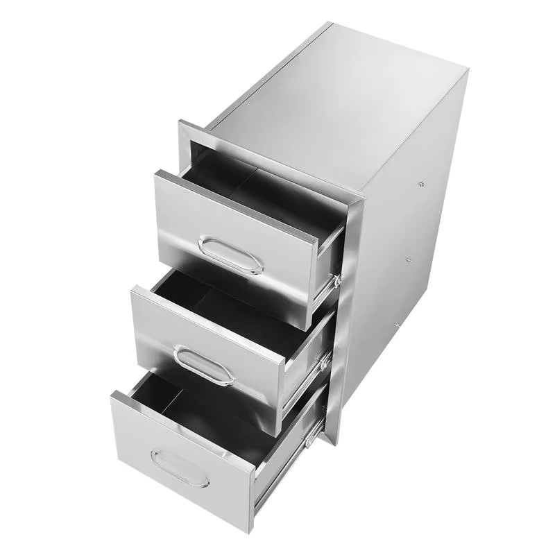 Edelstahl Outdoor-Küchenschubladen in Silber, Grillinselschubladen mit Griff für die Außenküche, B: 40,64 cm, H: 72,39 cm, T: 52,07 cm - Bild 6
