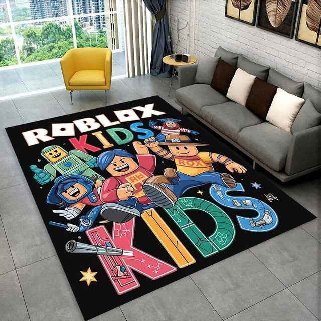 Rutschfester 3D Cartoon R-Robloxs Spielteppich aus Polyester für Kinderzimmer, Wohnzimmer oder Schlafzimmer, Mehrfarbig, B/T: 60 x 40 cm - Bild 1