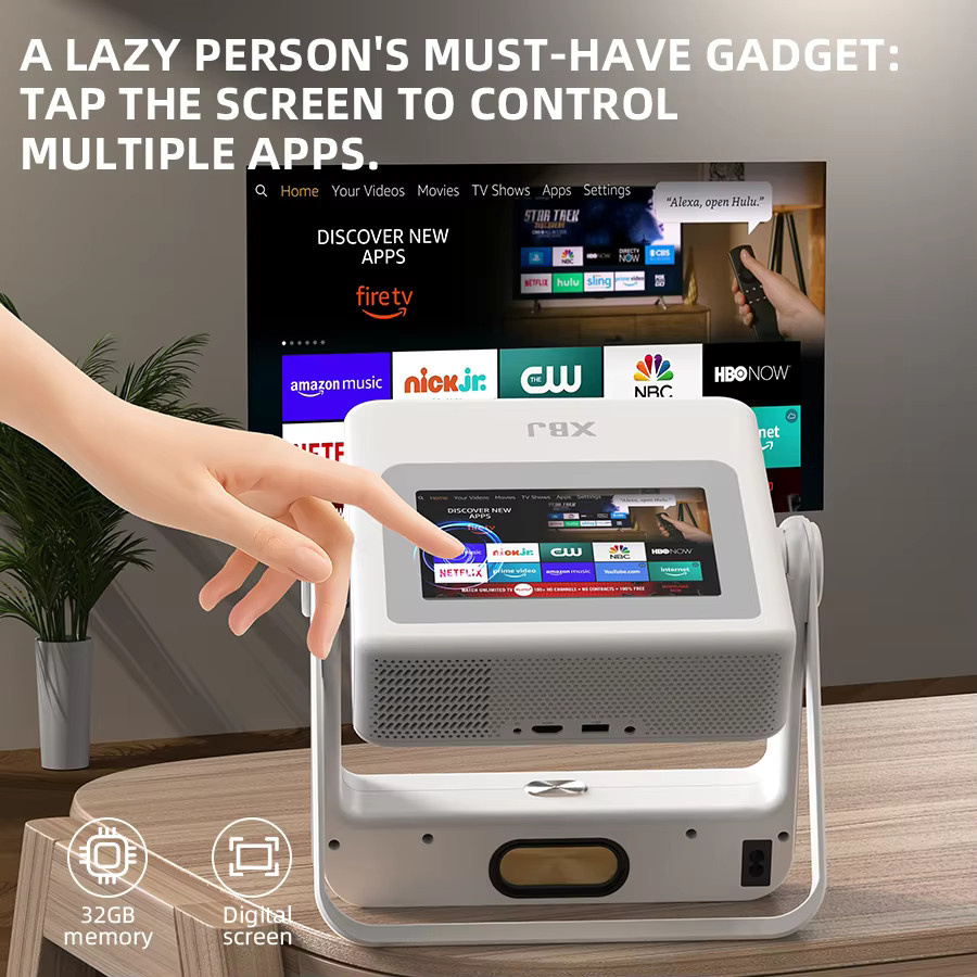 XBJ Smart Touch Screen Tragbarer Projektor mit 4K UHD, Wifi 6 und Bluetooth, Autofokus, kompatibel mit Telefon, TV Stick und PC - Bild 6