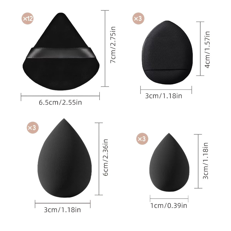 HUAZDS Schwamm-Set, 22-teilig, Velour-Blender, Schwarz, Unisex - Bild 2