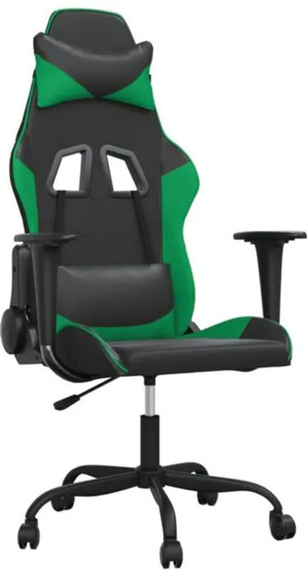 Vidaxl Gamingstuhl mit Massagefunktion in Schwarz und Grün aus Kunstleder - Bild 1