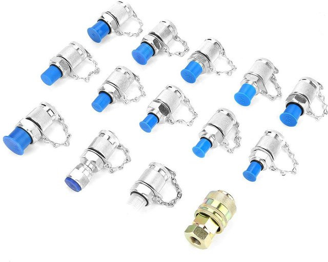 Painter 14-teiliges Testkupplungsadapter-Set für Hydraulikdruckmesspunkte aus Edelstahl in Silber - Bild 1