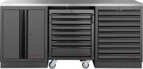 Kraftwerk MOBILIO BLK 3er Kombi Werkstattwagen aus Edelstahl in Schwarz und Silber, B/T/H: 204 x 45,8 x 91 cm - Bild 1