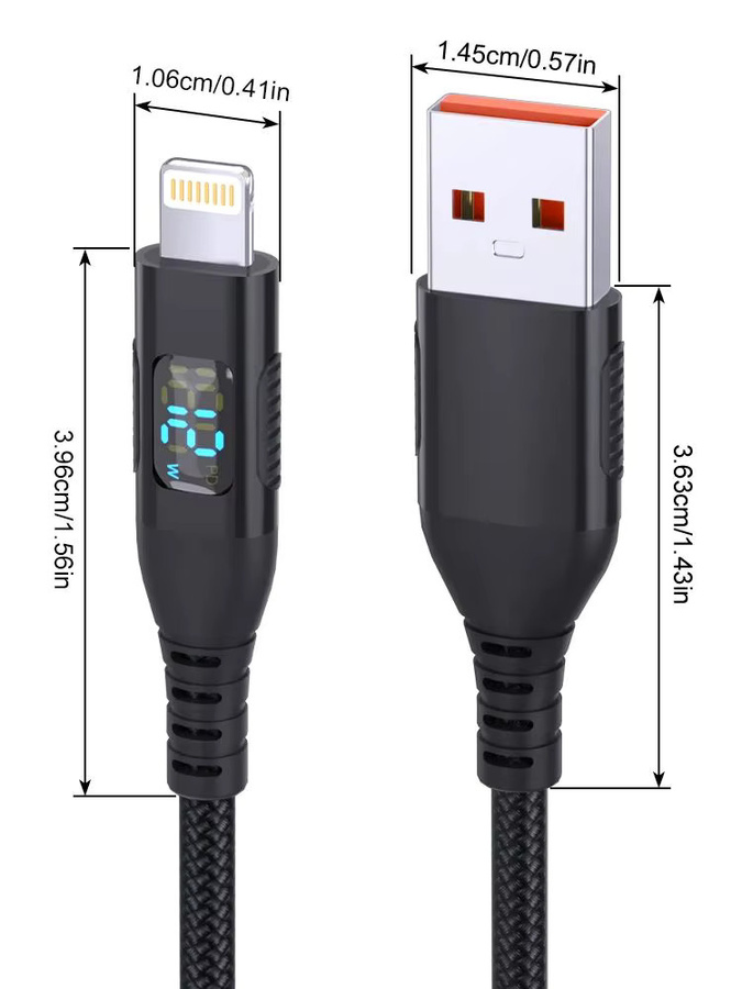 LAIHONEN USB-A auf Lightning Kabel mit digitaler Anzeige für iOS, Blau - Bild 7