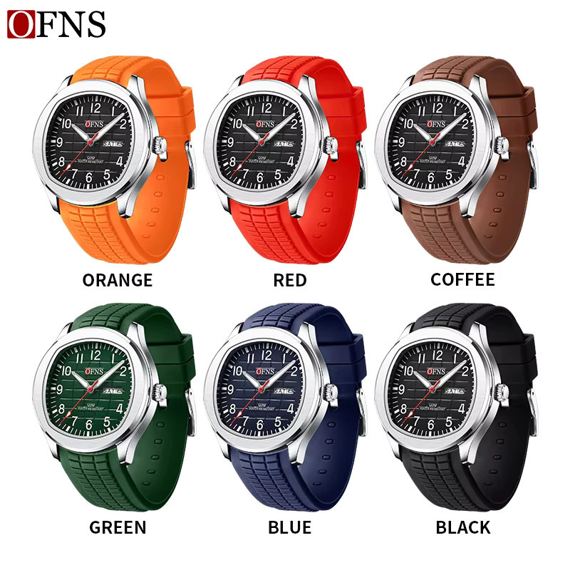 OFNS Armbanduhr Quarz, Datum, Edelstahl, Silikon, Schwarz, Herren - Bild 5