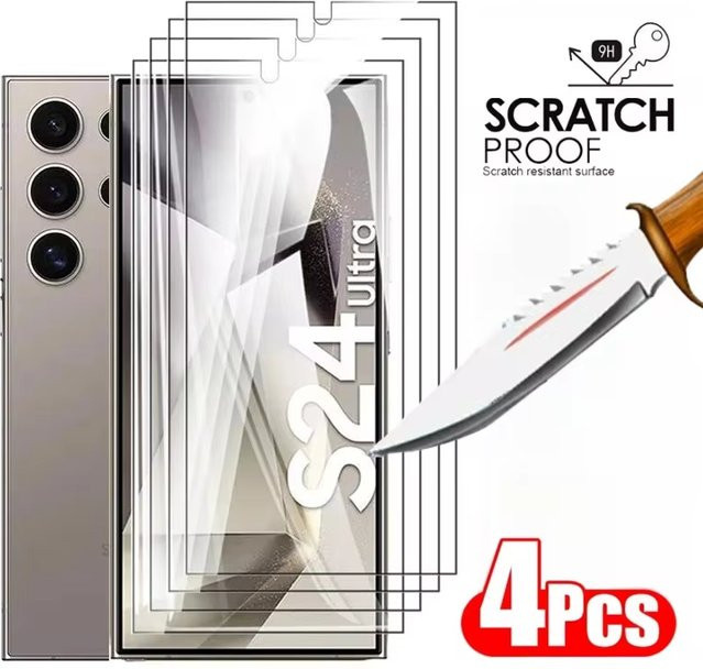4er-Pack Displayschutzglas aus gehärtetem Glas für Samsung Galaxy S24 Ultra, S24 Plus und S24 FE, transparent, HD klar - Bild 1