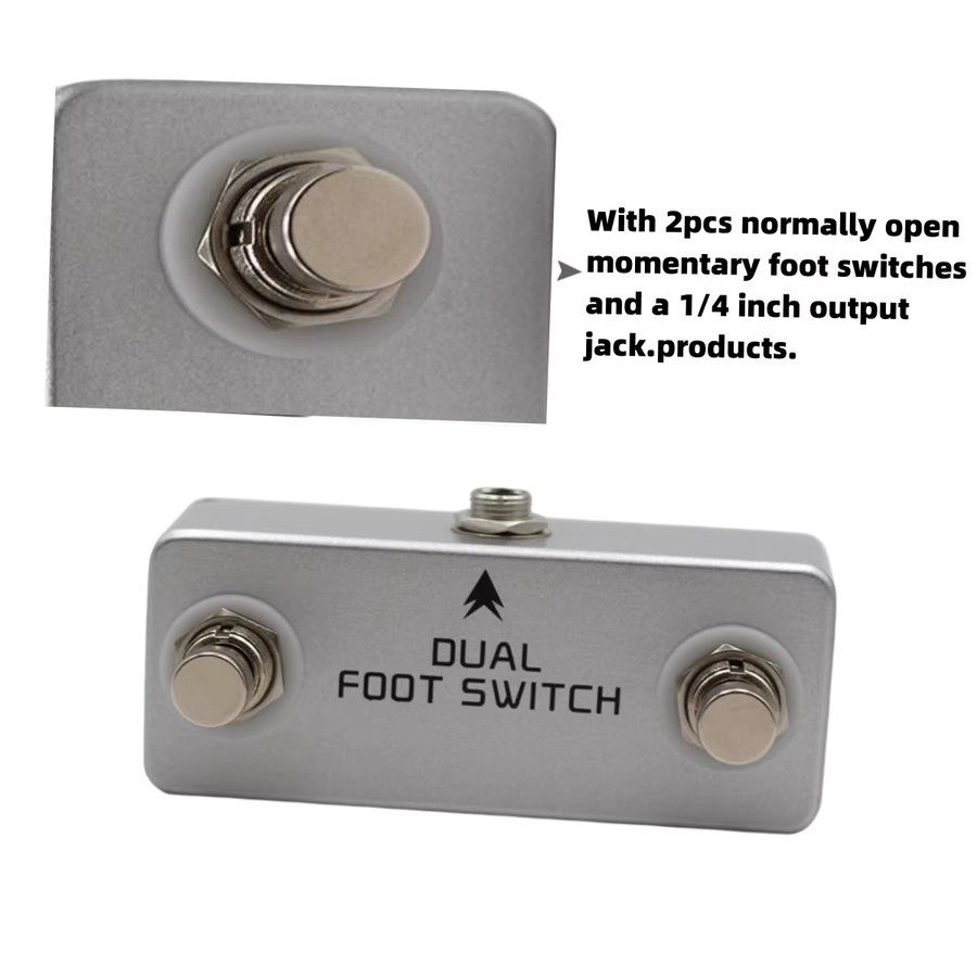 Mosky Dual Latching Fußschalter Gitarrenpedal in Silber mit 6,35 mm Stereo-Ausgang für Verstärker und Musikgeräte - Bild 3