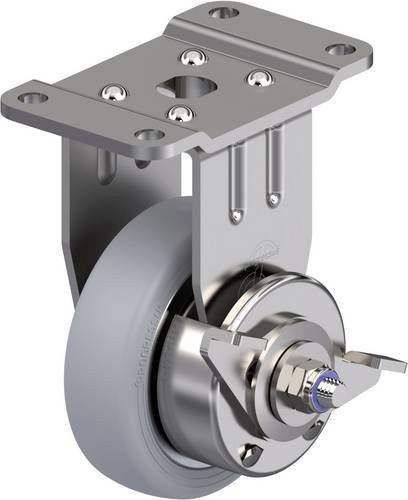 Blickle Edelstahl-Bockrolle 949346 BPX-PGV 84XR-PG1-SRA-SG-FA mit 84 mm Rad-Durchmesser und einer Tragfähigkeit von maximal 120 kg in Silber - Bild 1